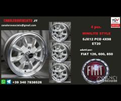 Cerchi minilite 5x 12 4x98 et20 fiat 126 600 850 - 1