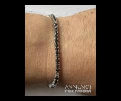 BRACCIALE TENNIS ORO 18kt. DIAMANTI NERI E BIANCHI