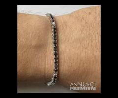 BRACCIALE TENNIS ORO 18kt. DIAMANTI NERI E BIANCHI - 5