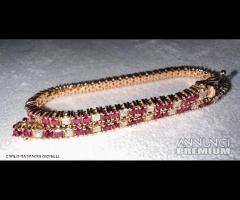 BRACCIALE TENNIS ORO ROSA 18kt. DIAMANTI E RUBINI