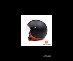 Casco luxury nero con fascia marrone in pelle