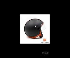 Casco luxury nero con fascia marrone in pelle - 2