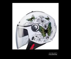 Casco caberg femminile bianco con farfalla verde - 2