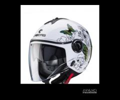 Casco caberg femminile bianco con farfalla verde - 3