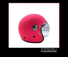 CASCO DIEFFE DEMIJET BABY CON VISIERA ROSA FLUO