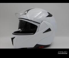 Casco modulare bianco lucido doppia visiera