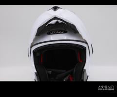 Casco modulare bianco lucido doppia visiera