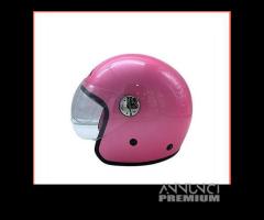 CASCO DIEFFE DEMIJET JUNIOR BABY CON VISIERA ROSA