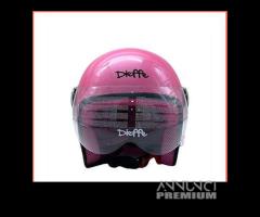 CASCO DIEFFE DEMIJET JUNIOR BABY CON VISIERA ROSA - 4