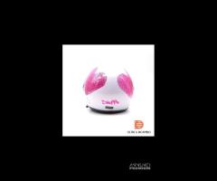 Casco femminile  bianco lucido con cuoricino rosa - 3