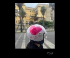 Casco femminile  bianco lucido con cuoricino rosa - 4