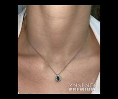 COLLANA ORO 18kt. CON DIAMANTI E SMERALDO GOCCIA