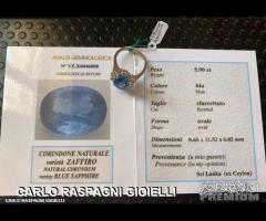 ANELLO ORO 18kt. DIAMANTI E ZAFFIRO CERT. 5,90