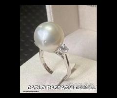 ANELLO ORO 18kt. DIAMANTI E GRANDE PERLA AUSTRALIA - 2