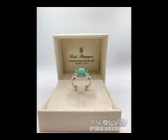 ANELLO CERTIFICATO ORO 18kt DIAMANTI SMERALDO 5,92