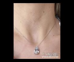 COLLANA ORO 18kt. DIAMANTI E GOCCIA ACQUAMARINA - 4