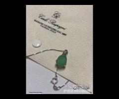 COLLANA ORO 18kt. DIAMANTE E SMERALDO GOCCIA 2,78 - 4