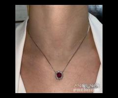 COLLANA ORO 18kt. DIAMANTI E RUBINO CERT. 2,33 - 7