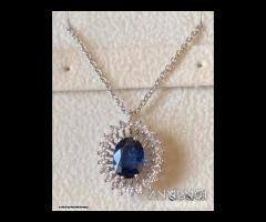 COLLANA ORO 18kt. DIAMANTI E ZAFFIRO BLU