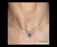 COLLANA ORO 18kt. DIAMANTI E ZAFFIRO BLU