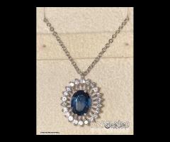 COLLANA ORO 18kt. DIAMANTI E ZAFFIRO BLU