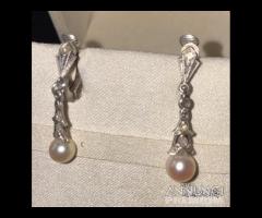 Orecchini art deco con diamanti rose e perle