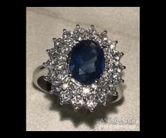 ANELLO ORO 18kt. CON DIAMANTI E ZAFFIRO BLU 1,90 - 7