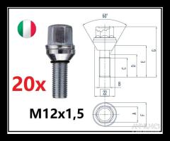 20 bulloni flottanti variazione interasse m12x1,5 - 1