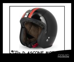 Casco Jet Cafe Racer S250 Black / Red / Shiny Whit