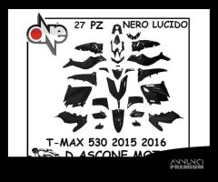 KIT CARENE NERO LUCIDO TMAX 530 2015 2016 27 PZ