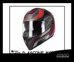 CASCO INTEGRALE DOPPIA VISIERA NERO ROSSO - 1