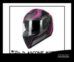 CASCO INTEGRALE DOPPIA VISIERA NERO ROSA - 1