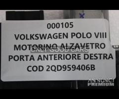 VW POLO VIII motorino alzavetro ant Dx 000105