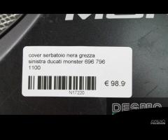 Cover serbatoio nera grezza sinistra Ducati - 4