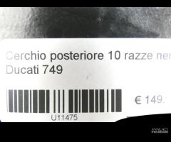 Cerchio posteriore 10 razze nero Ducati 749