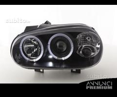 Fari anteriori vw golf 4 angel eyes led neri cromo