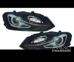 Fari anteriori LED VW POLO 6R DRL GTI Look RED