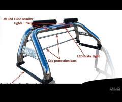 Nissan Navara D40 Roll bar inox con protez.cabina - 6