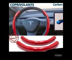 COPRIVOLANTE per TESLA in FIBRA CARBONIO Rosso