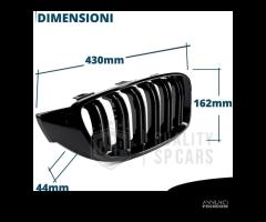 GRIGLIE Doppio Rene per BMW Serie 4 Nero Lucido - 11