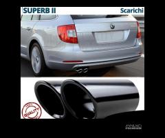 2 TERMINALI di Scarico NERI per SKODA SUPERB 2