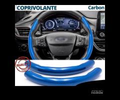 COPRIVOLANTE per FORD Effetto FIBRA CARBONIO Blu