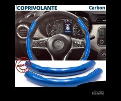 COPRIVOLANTE per NISSAN Effetto FIBRA CARBONIO Blu