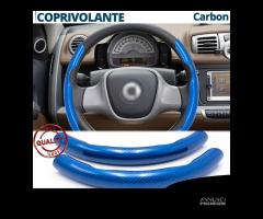 COPRIVOLANTE per SMART Effetto FIBRA CARBONIO Blu