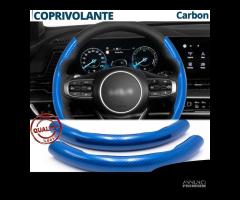 COPRIVOLANTE per KIA Effetto FIBRA CARBONIO Blu