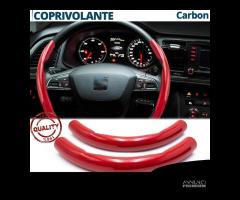 COPRIVOLANTE per SEAT Effetto FIBRA CARBONIO Rosso