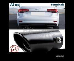 TERMINALE di Scarico OVALE per AUDI A3 8V NERO