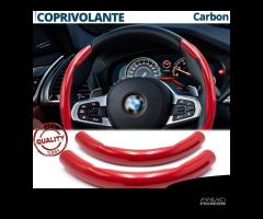 COPRIVOLANTE per BMW Effetto FIBRA CARBONIO Rosso