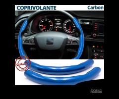 COPRIVOLANTE per SEAT Effetto FIBRA CARBONIO Blu