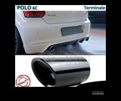 TERMINALE di Scarico per VW POLO 5 6C Acciaio NERO